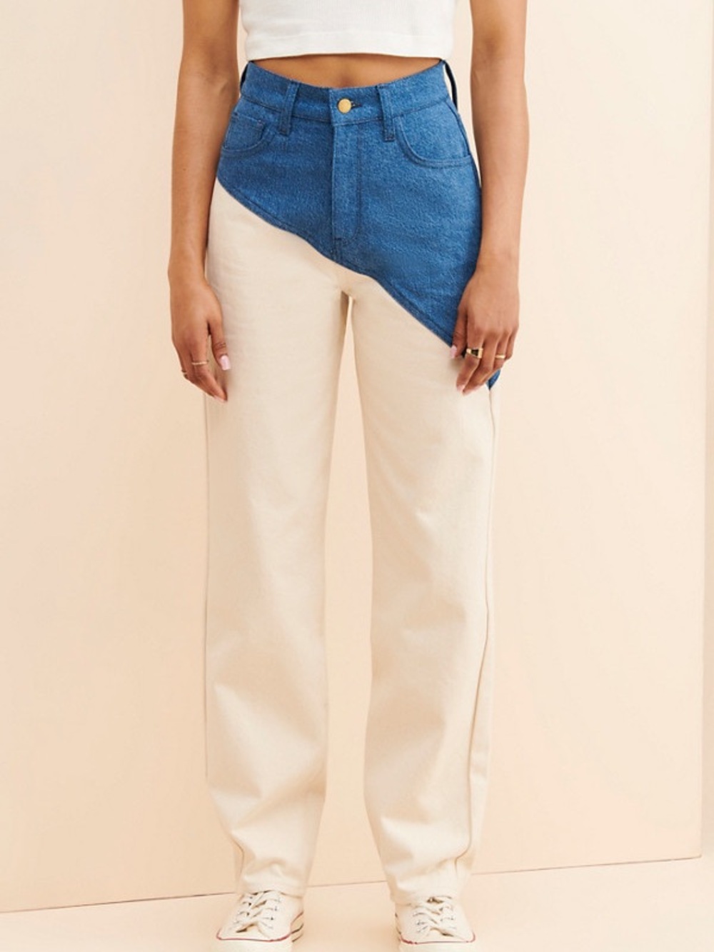 Triarchy High-Rise Colorblock Jeans in excellent condition